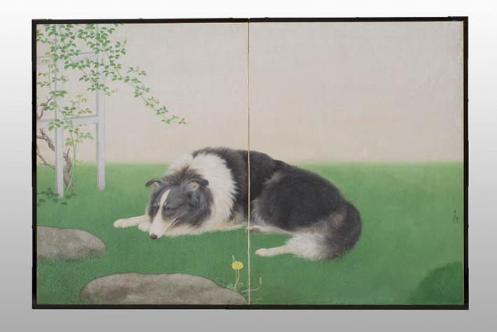 川村曼舟「洋犬図」