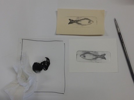 銅版画道具と作品